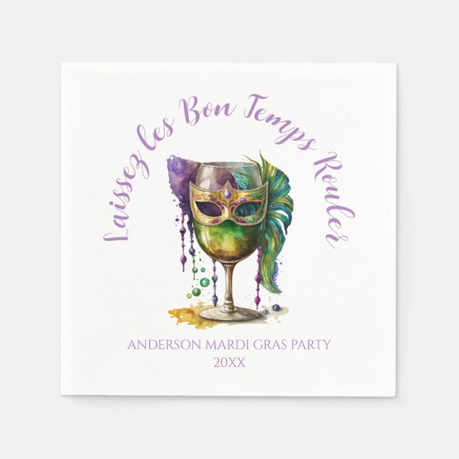 White Mardi Gras Mask  Napkin (Front)