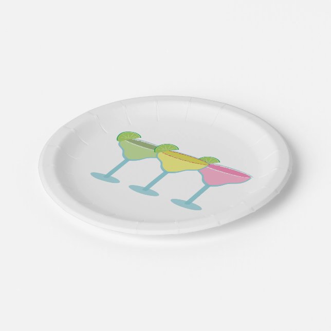 White Margarita Glasses Party Plates (Angled)