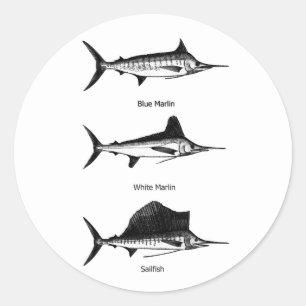 White Marlin - Blue Marlin - Sailfish Logo Classic Round Sticker