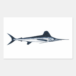 White Marlin Logo Rectangular Sticker