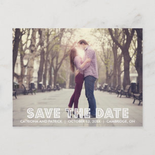 White Marquee Save the Date Announcement Postcard