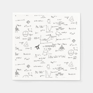White Math Equations Graphics Formulas Pattern Napkin