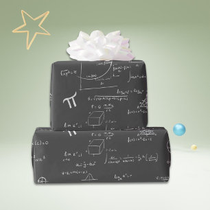 White Mathematic Formulas and Equations Dark Grey Wrapping Paper