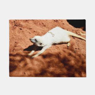 White Meerkat Stretching, Doormat