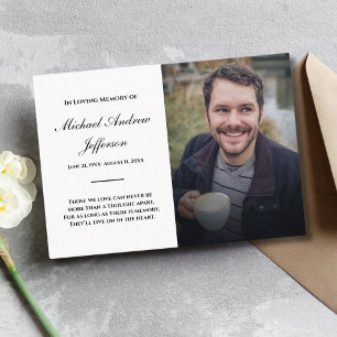 White Memorial Card With Photo Funeral