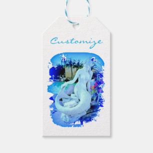 White Mermaid Sitting Thunder_Cove Gift Tags
