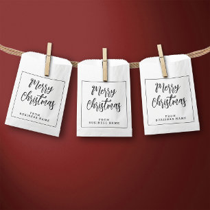 White Merry Christmas From   Mini Small Paper Bags