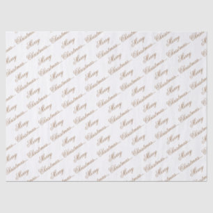 White "Merry Christmas" Gold Script Tissue Paper