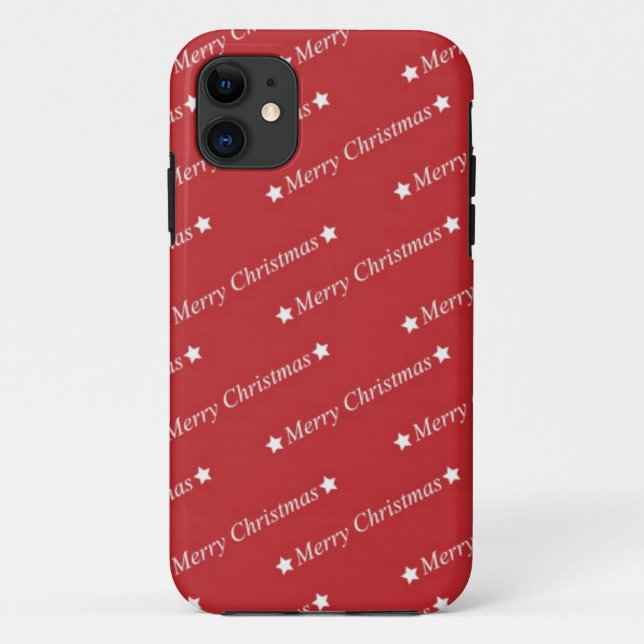 White Merry Christmas On Red Background Case-Mate iPhone Case (Back)