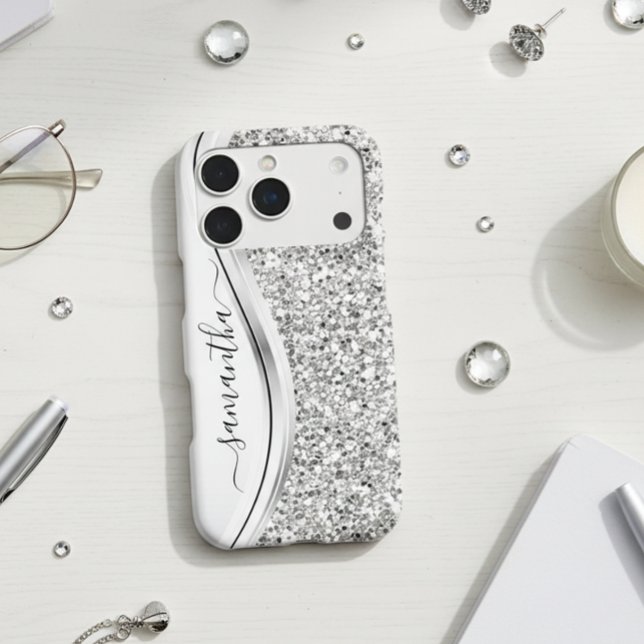 White Metallic Glitter Handwritten Monogram (Creator Uploaded)