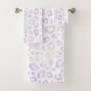 White Metallic leopard Pattern Bath Towel Set