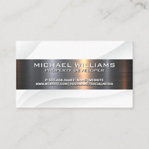 White Metallic Shine Texture Background Business Card
