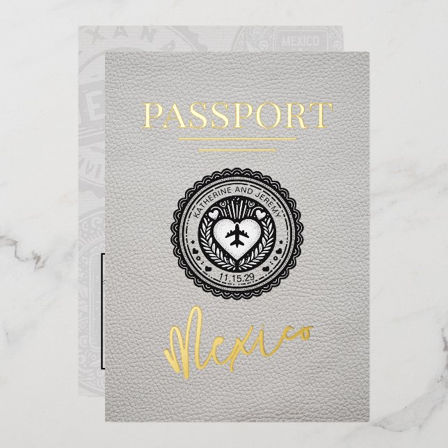 White Mexico Passport Wedding (Front/Back)