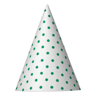 White Micro Green Dots Party Hat