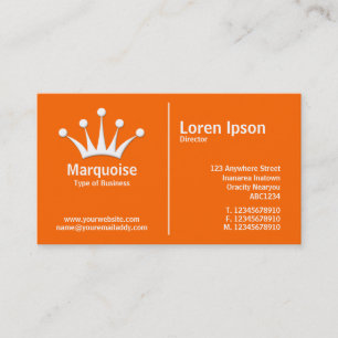 White Middle Rule (Crown) - Orange (FF6600) Business Card