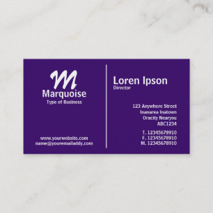 White Middle Rule Monogram - Dark Violet Business Card