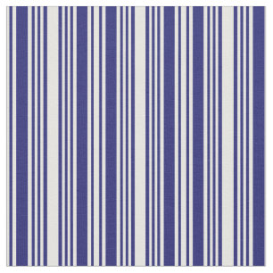 White & Midnight Blue Striped/Lined Pattern Fabric