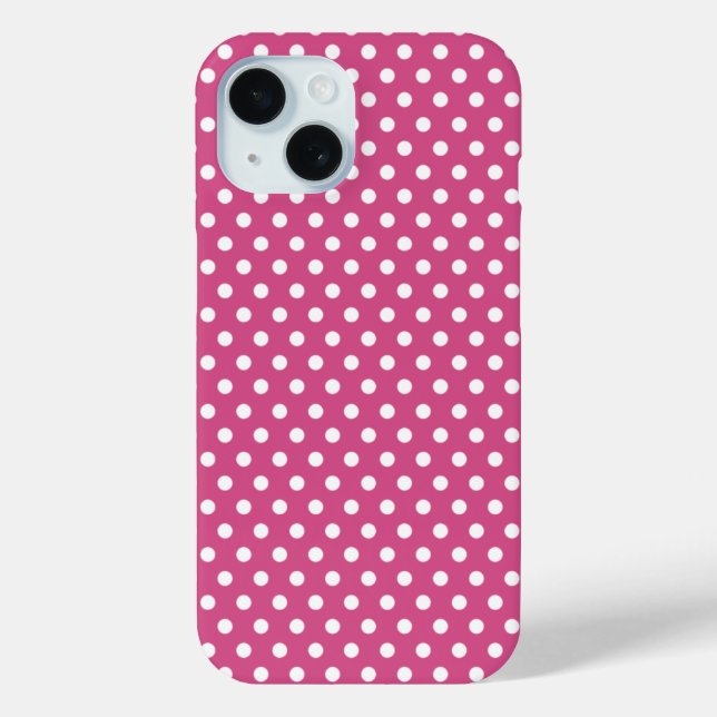 White Mini Polka Dots on Cranberry Pink Case-Mate iPhone Case (Back)