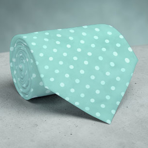 White Mini Polka Dots on Teal Necktie