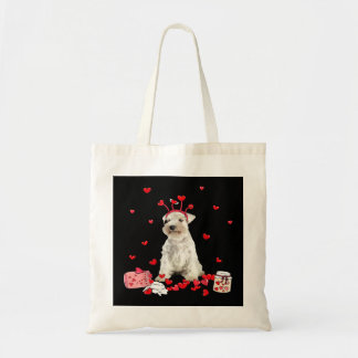 White Miniature Schnauzer With Heart Shape Valenti Tote Bag