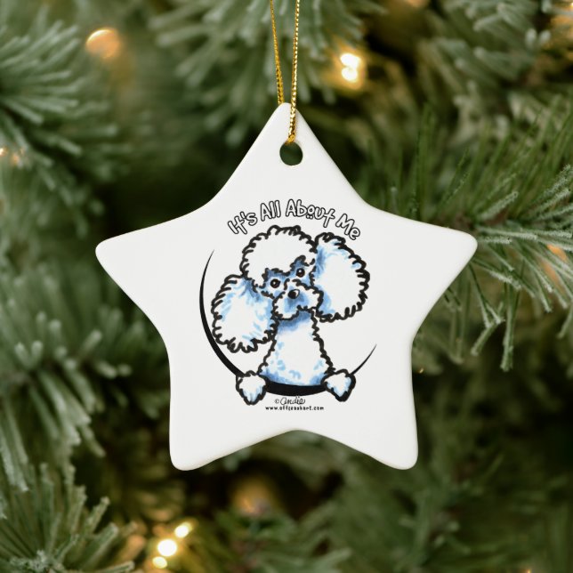 White Miniature Toy Poodle IAAM Ceramic Tree Decoration (Tree)