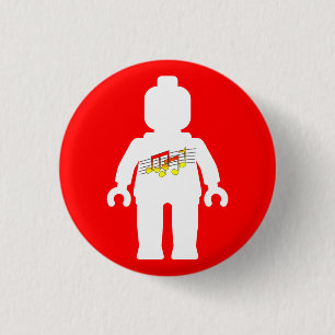 White Minifig with Music Logo 3 Cm Round Badge