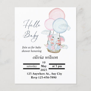 White Minimal Animal Baby Shower Free Invitation 