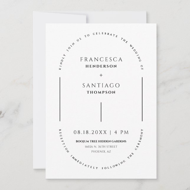 White Minimal Arch QR Code Wedding Photo Invite (Front)