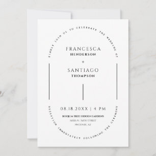 White Minimal Arch QR Code Wedding Photo Invite