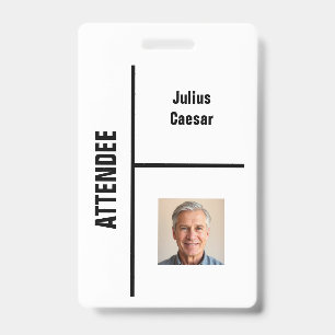 White Minimal Attendee Event ID Badge
