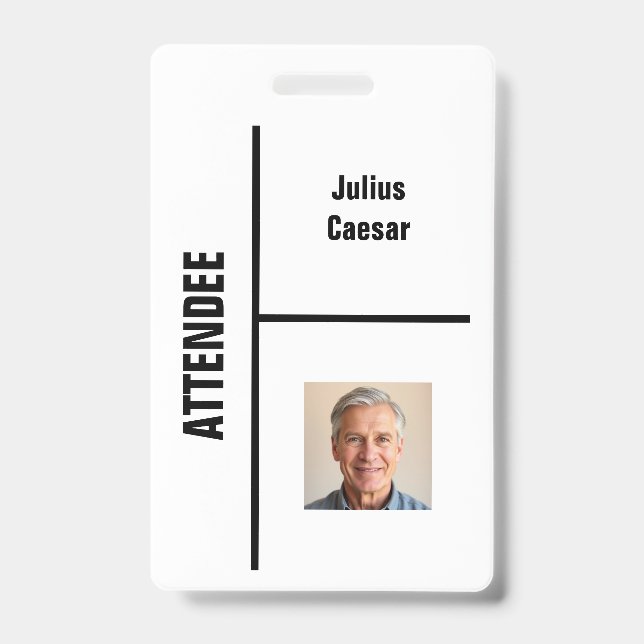 White Minimal Attendee Event ID Badge (Front)