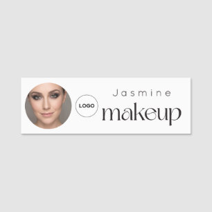 White Minimal Beauty Professional MUA Photo Qr Name Tag