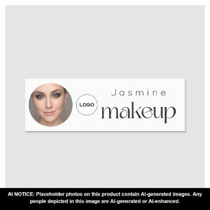 White Minimal Beauty Professional MUA Photo Qr Name Tag