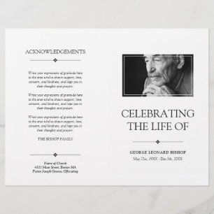 White Minimal Celebration of Life Funeral Program
