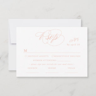 White Minimal Leaf Pink Font & QR Code RSVP Card
