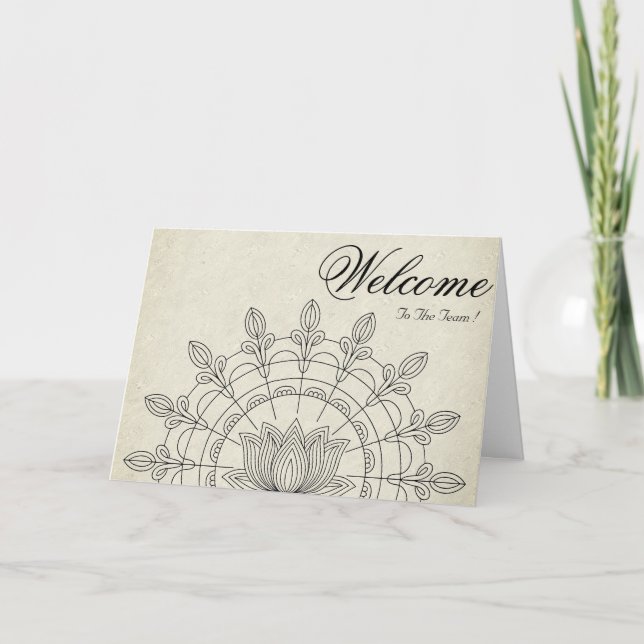 White Minimal Lotus Welcome Wishing Card (Front)