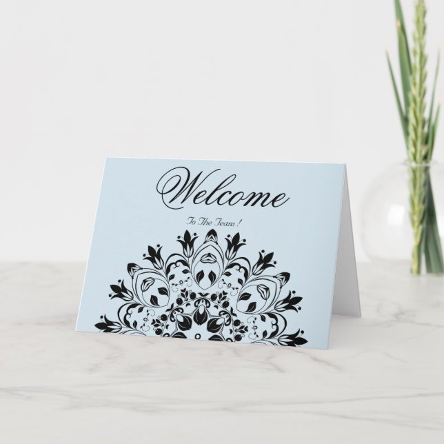 White Minimal Lotus Welcome Wishing Card (Front)