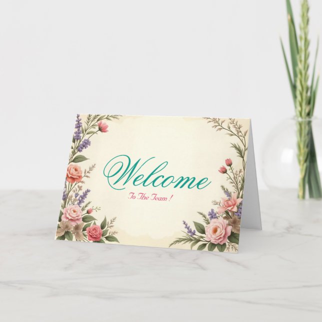 White Minimal Lotus Welcome Wishing Card (Front)
