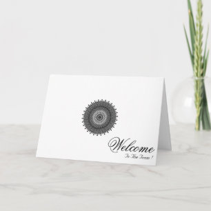 White Minimal Mandala Art Welcome Wishing Card