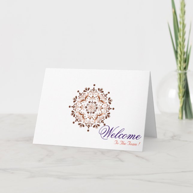 White Minimal Mandala Art Welcome Wishing Card (Front)