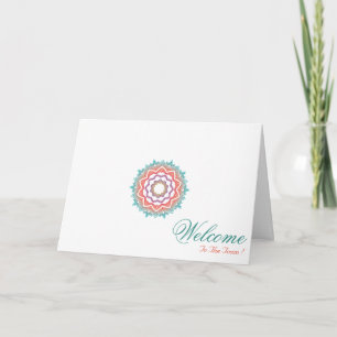 White Minimal Mandala Art Welcome Wishing Card