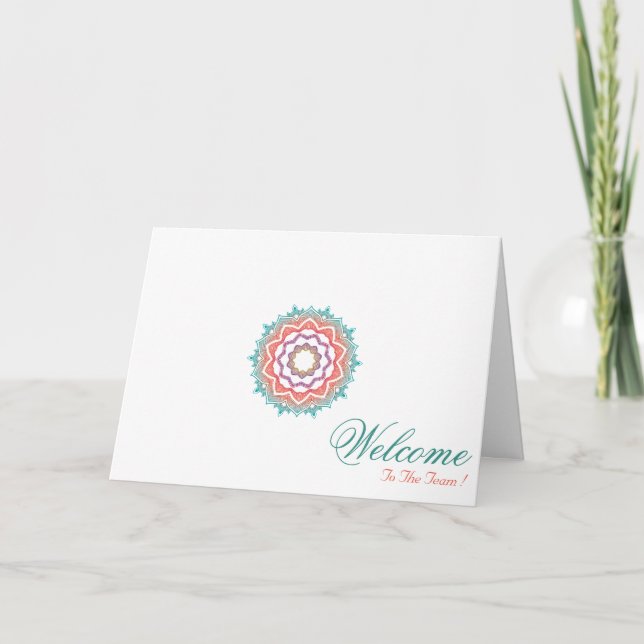 White Minimal Mandala Art Welcome Wishing Card (Front)