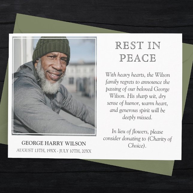 White Minimal Photo Rest In Peace Announcement (Creator Uploaded)