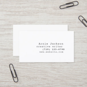 White Minimal Typewriter Font Front Only Business Card