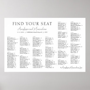 White Minimal Wedding Alphabetical Seating Chart