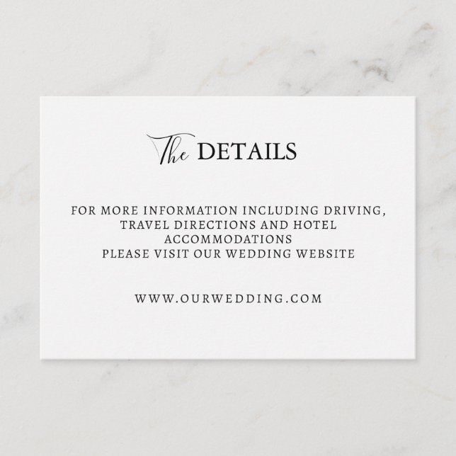 White minimal wedding enclosure card (Front)