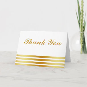 White Minimal with Gold Stripes Thank You Card