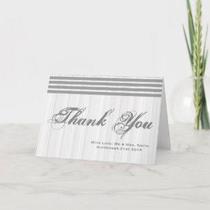 White Minimal with Grey Stripes Thank You Card