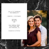 White Minimalist Avant-Garde Photo on Back Wedding