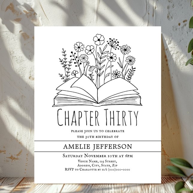 White Minimalist Book 30th Birthday Invitation (Creator Uploaded)